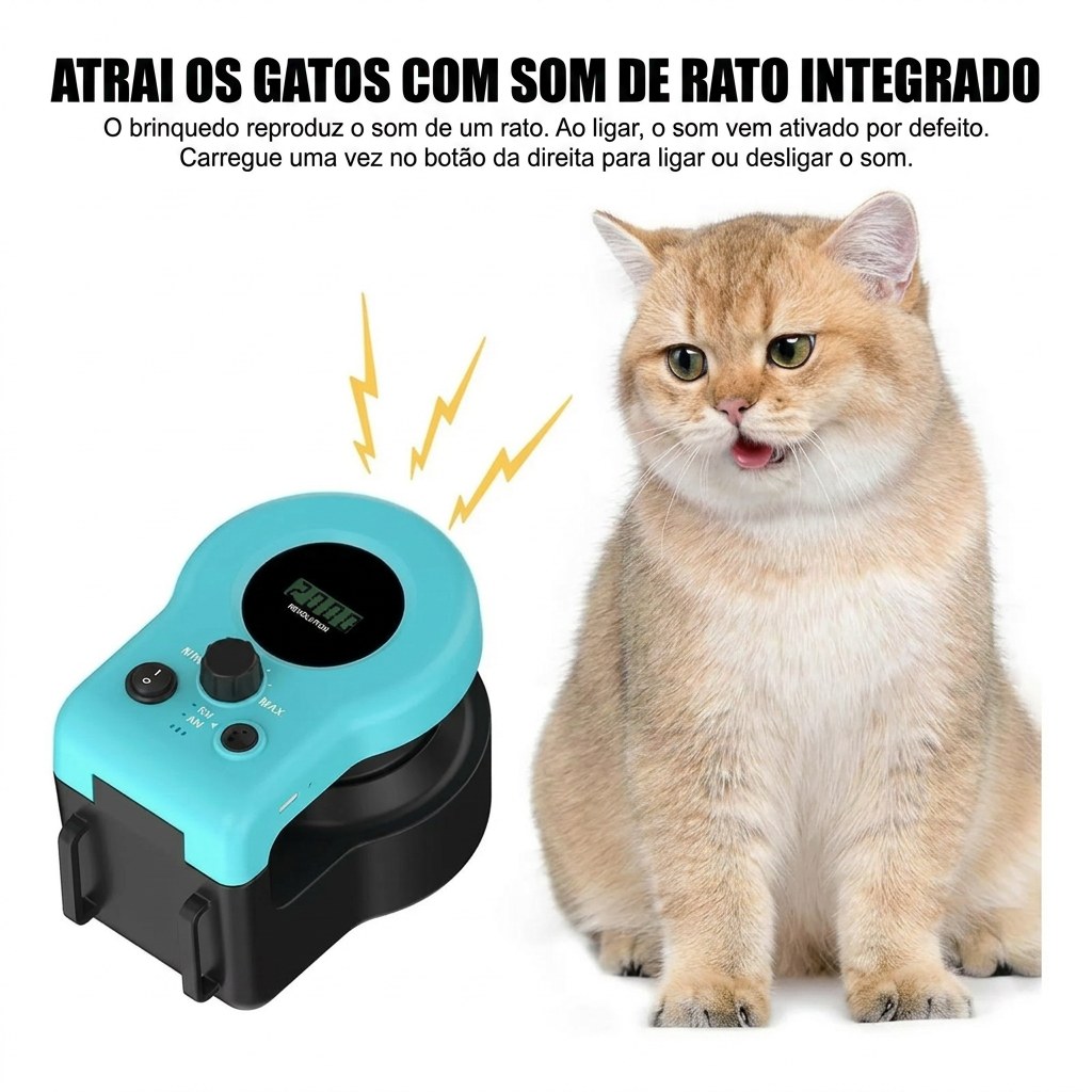 Atrai os gatos com som de rato integrado