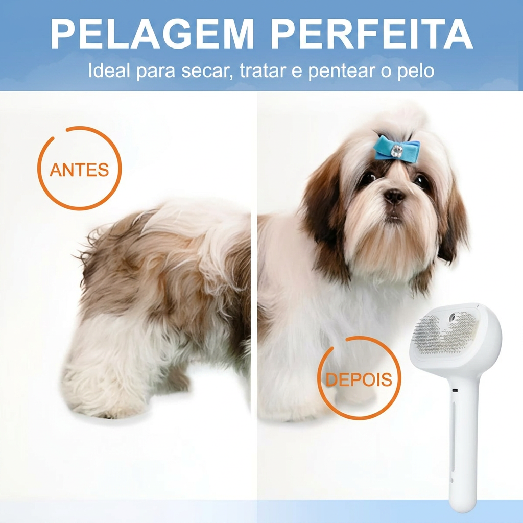Antes e depois: pelagem perfeita após usar a escova de vapor