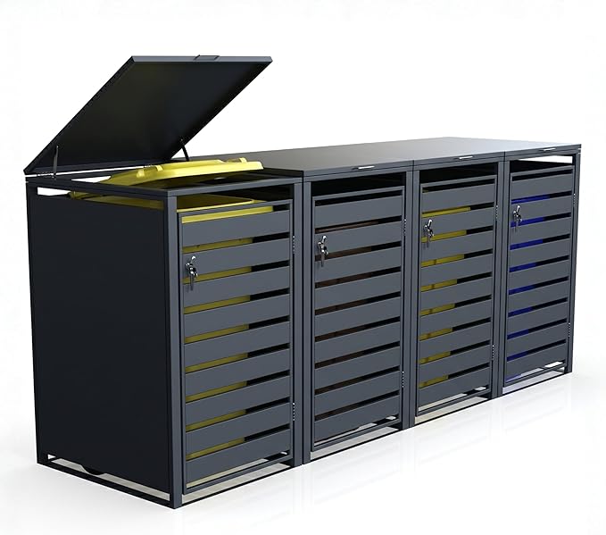ABRIGO PREMIUM PARA CONTENTORES DO LIXO – ORGANIZAÇÃO, ELEGÂNCIA E PROTEÇÃO PARA O SEU EXTERIOR - PAGUE 3 LEVE 5