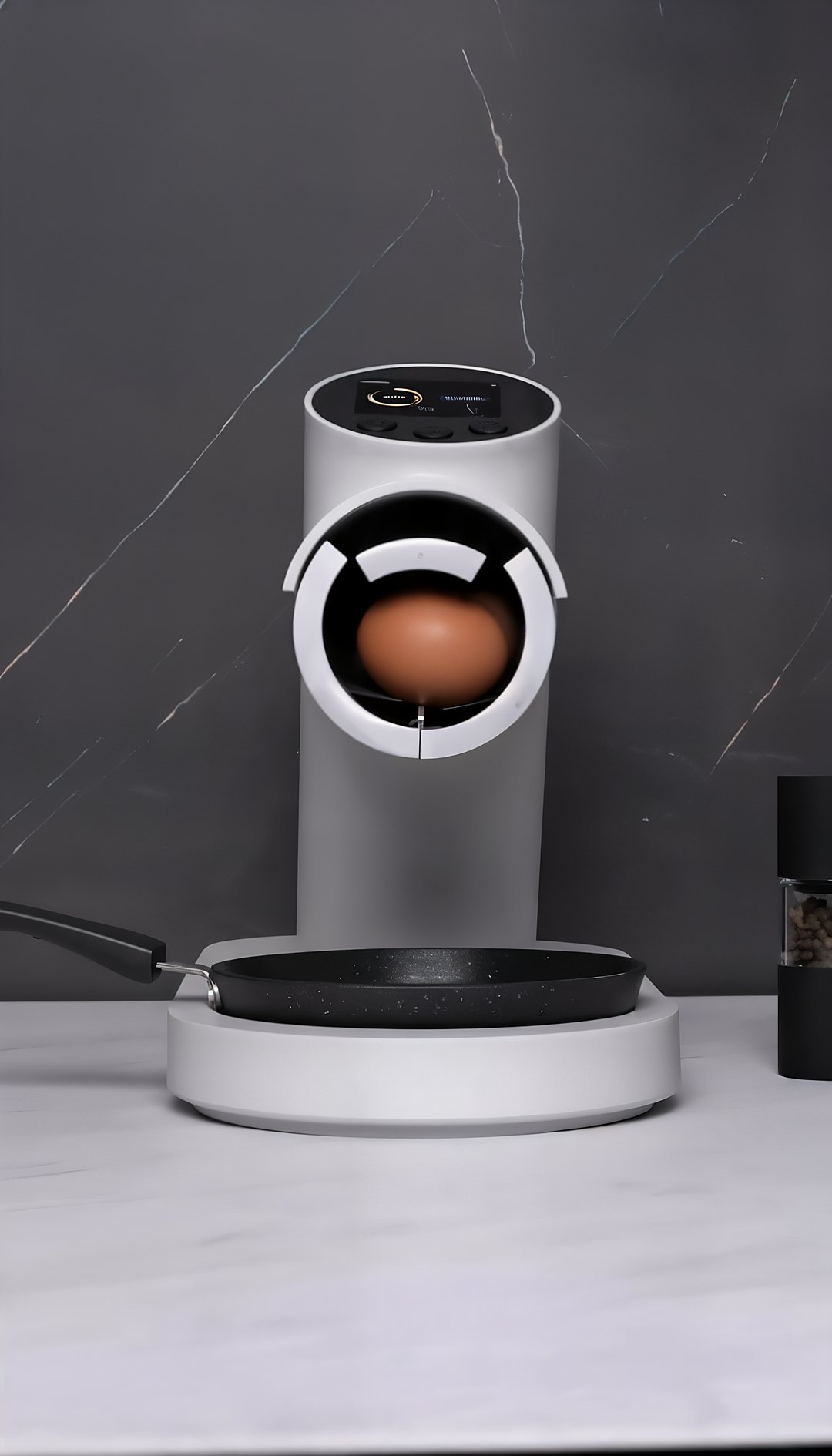Pormenor do ecrã tátil da máquina de cozinhar ovos