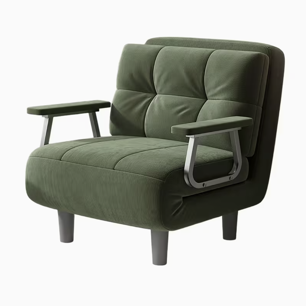 Sofá-Cama Individual Dobrável em Bombazine com Encosto Reclinável 5 Níveis