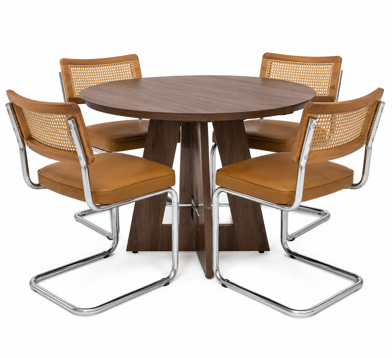 CONJUNTO PREMIUM MESA REDONDA + 4 CADEIRAS EM RATAN – ELEGÂNCIA E CONFORTO PARA A SUA SALA DE JANTAR - PAGUE 3 LEVE 5