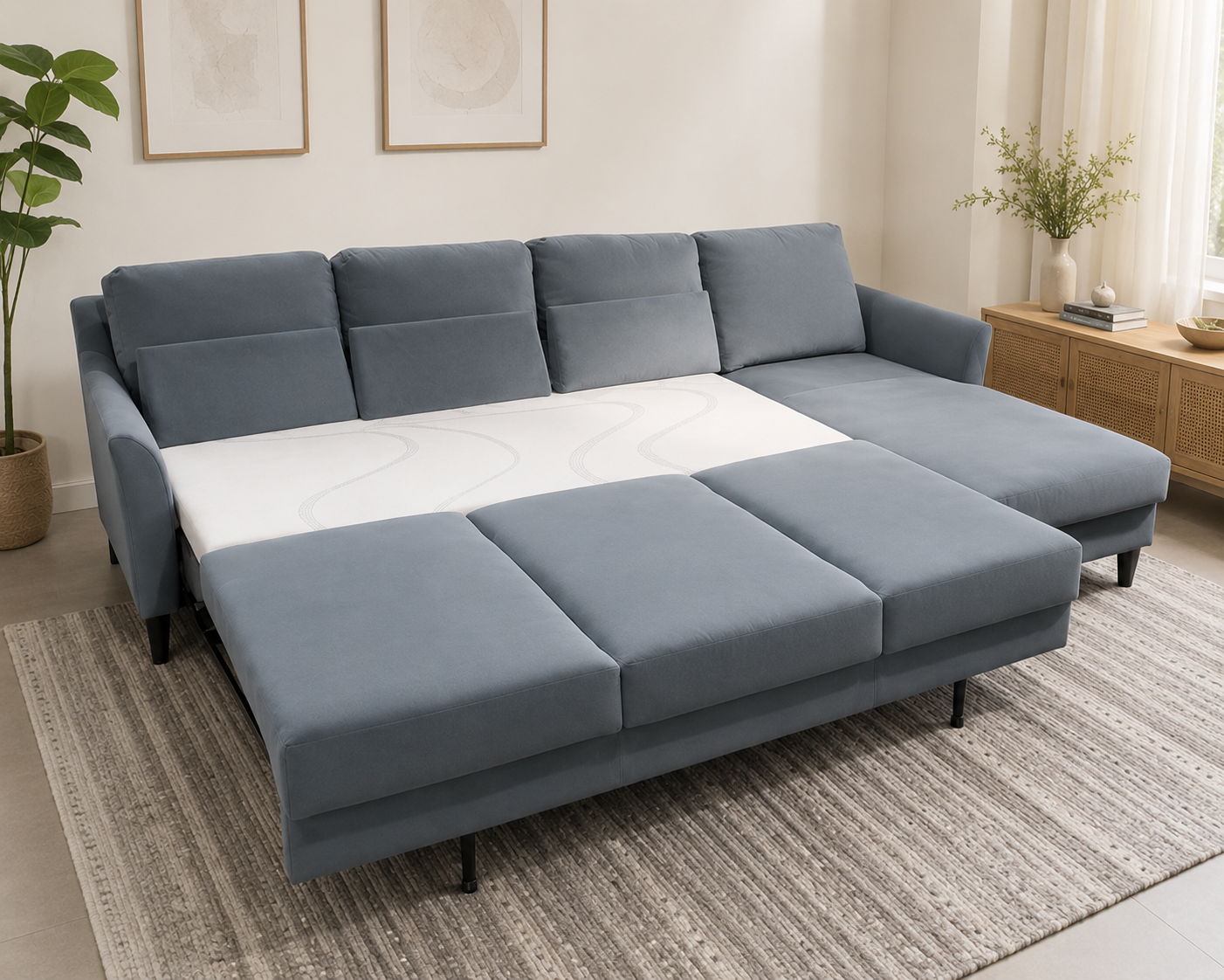 SOFÁ-CAMA PREMIUM EXTENSÍVEL 2 EM 1 – CONFORTO ELEGANTE PARA TODA A FAMÍLIA - PAGUE 2 LEVE 3