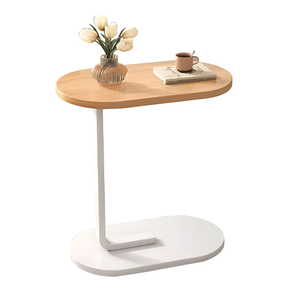 Mesa de apoio em C com tampo efeito madeira
