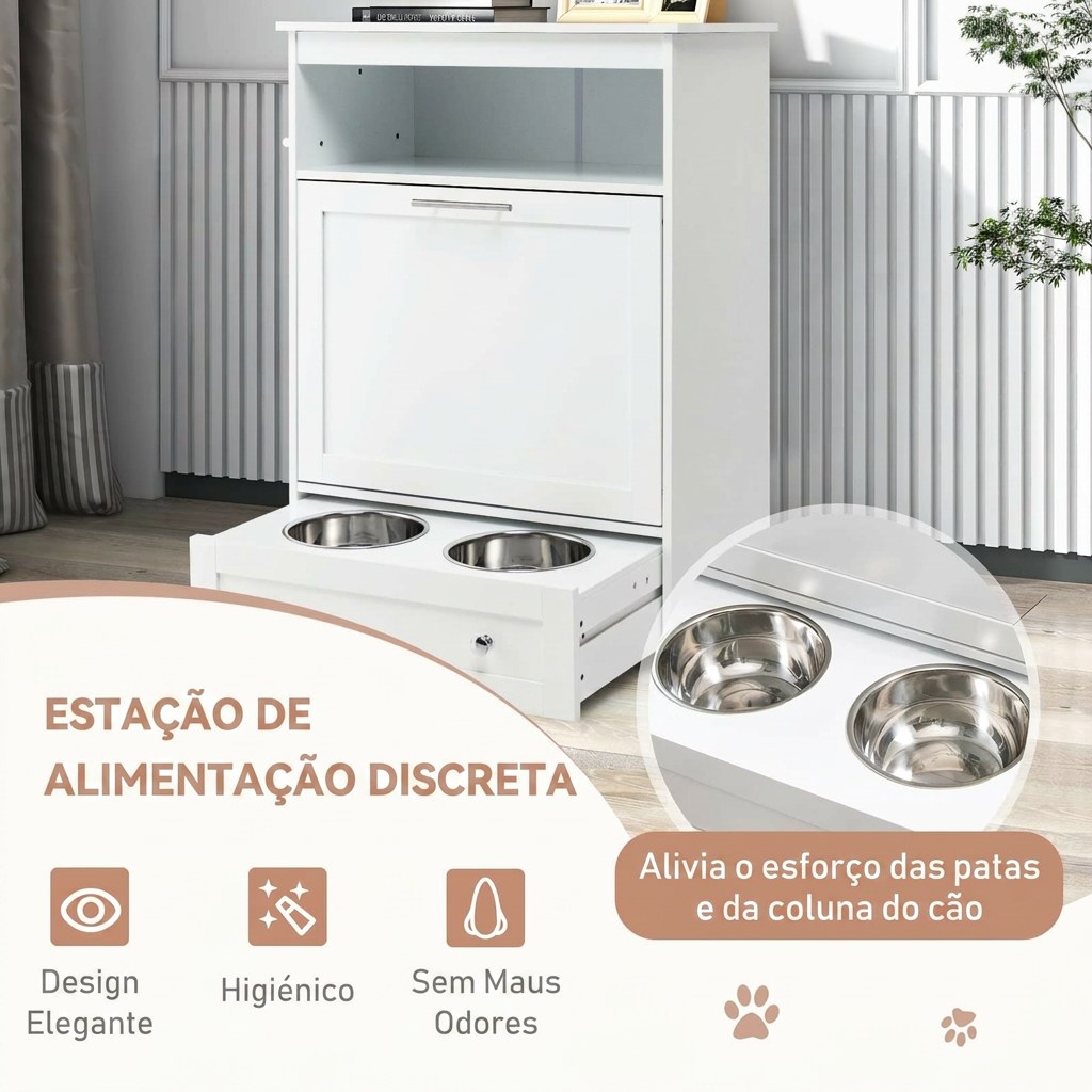 Estação de alimentação discreta, higiénica e sem maus odores
