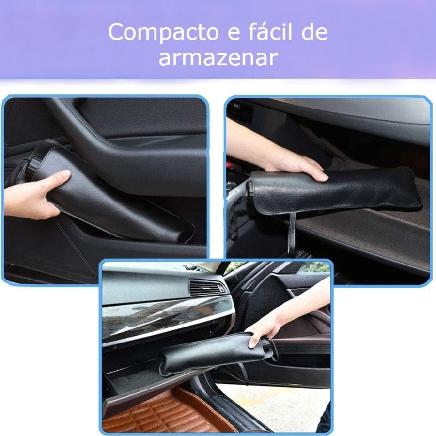Pára-sol compacto e fácil de armazenar na porta do carro