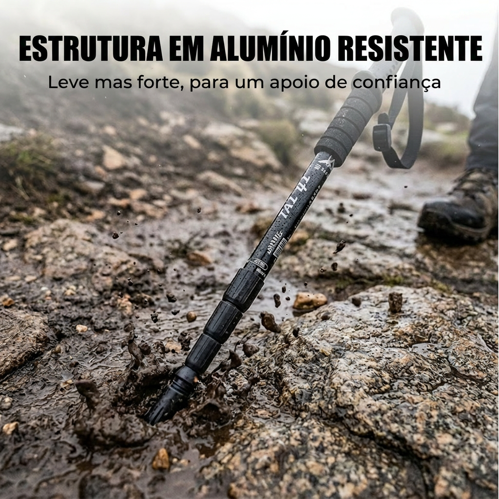Estrutura em alumínio resistente do bastão de caminhada