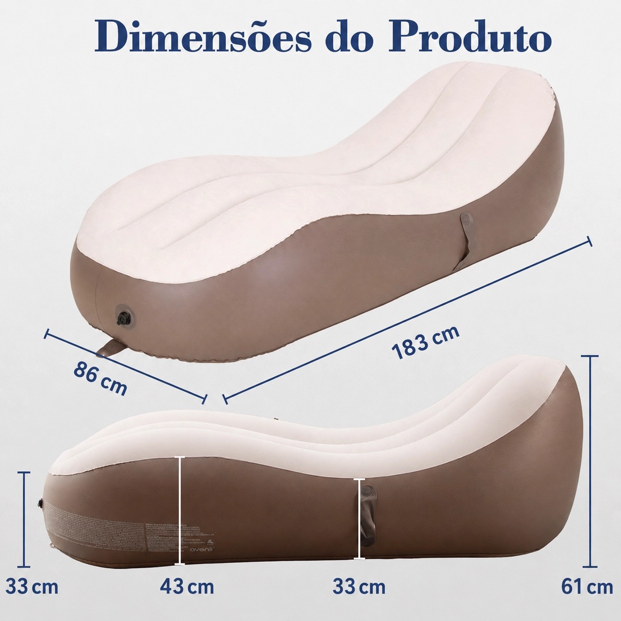 Dimensões do produto: 183 cm de comprimento, 86 cm de largura