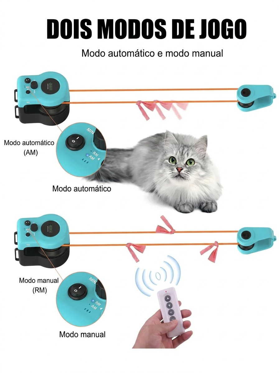 Dois modos de jogo: automático e manual com comando à distância