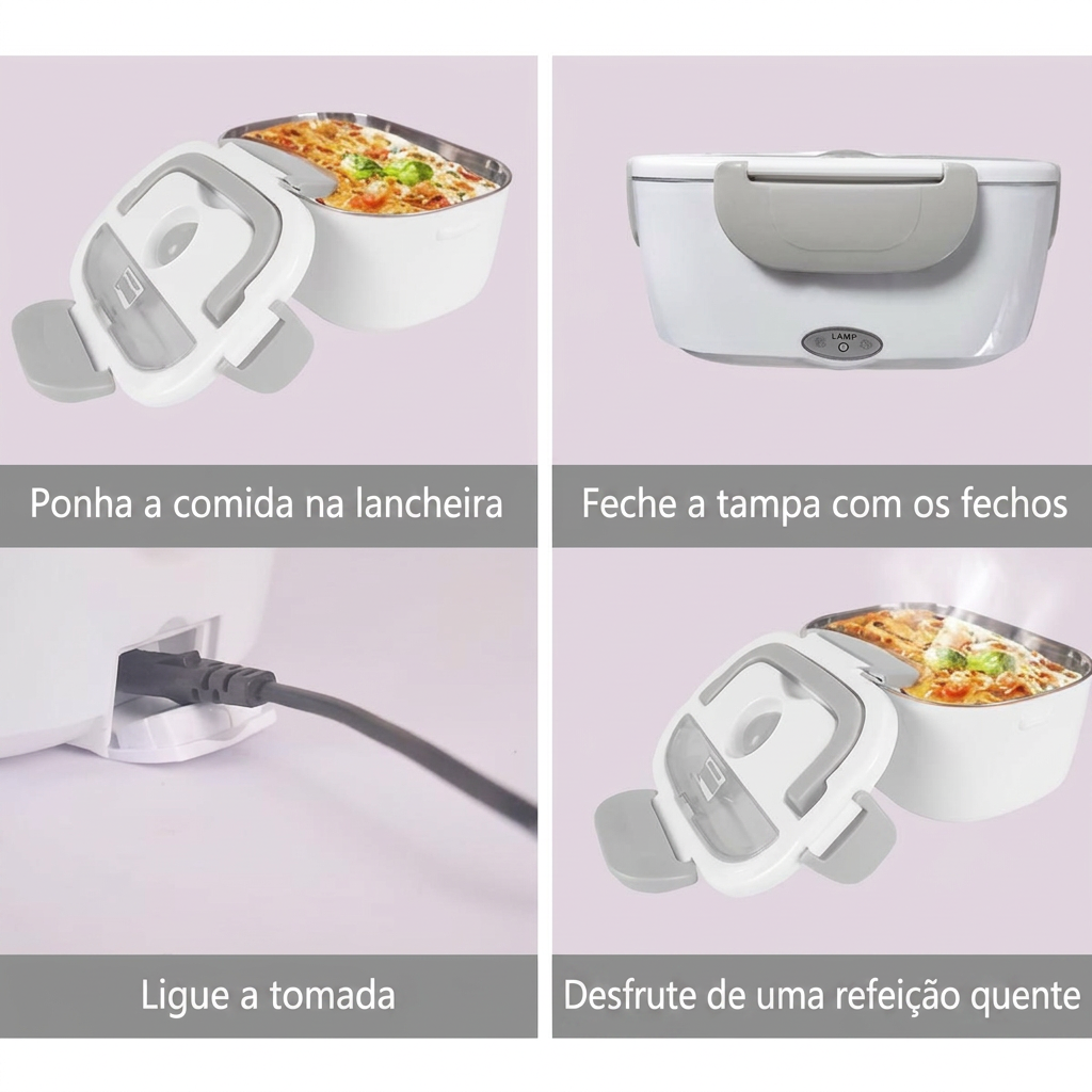 Ponha a comida, feche a tampa, ligue à tomada e desfrute de uma refeição quente