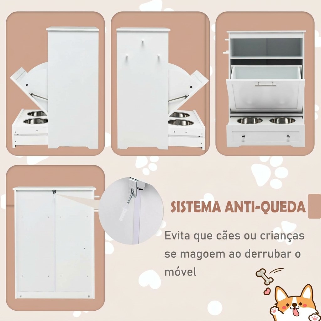 Sistema anti-queda evita que cães ou crianças derrubem o móvel