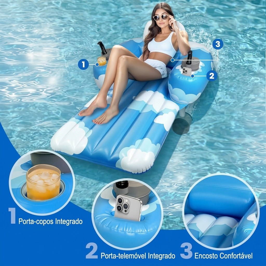 Espreguiçadeira de Piscina Motorizada com Toldo