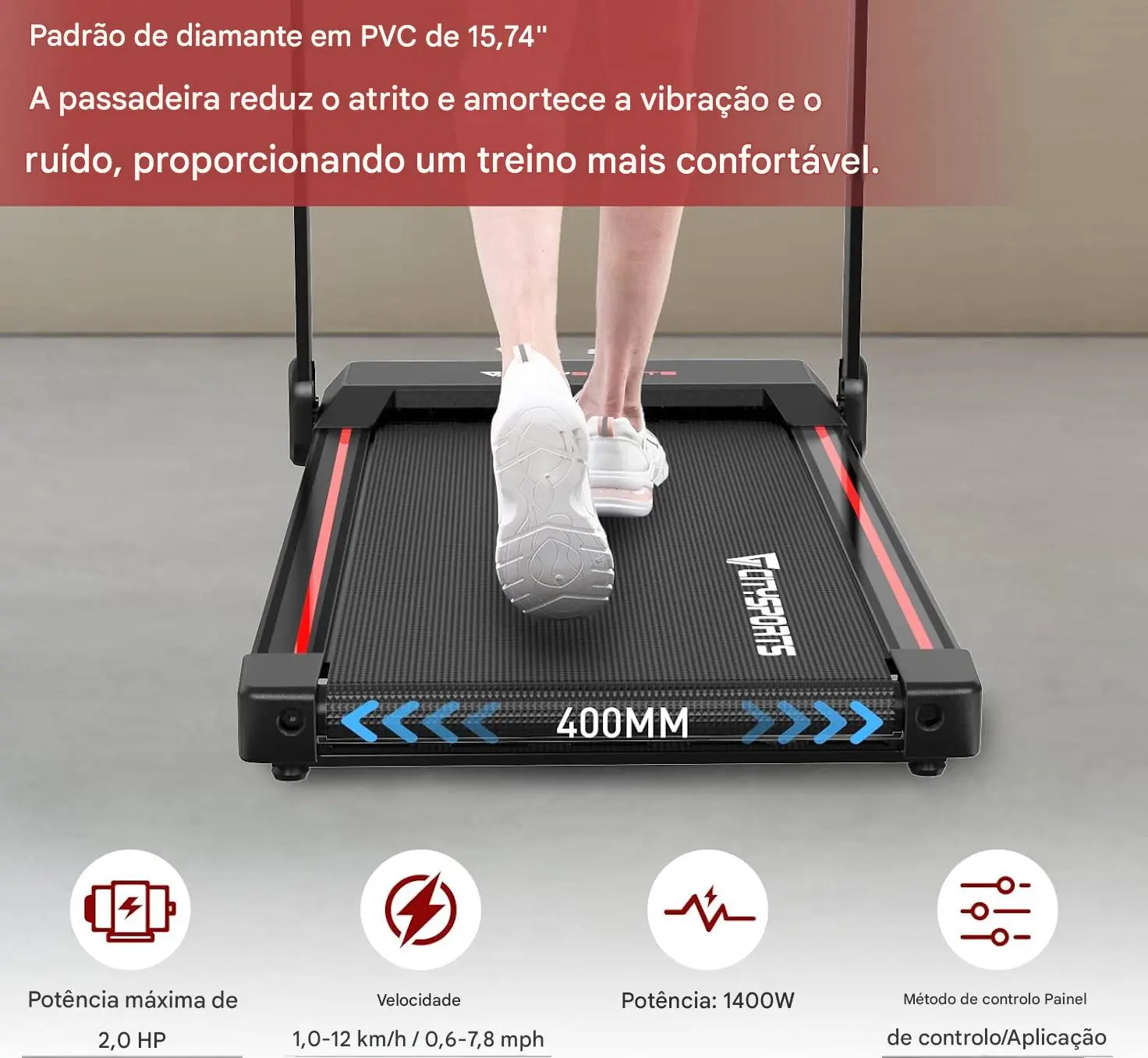 Passadeira compacta com braços dobráveis