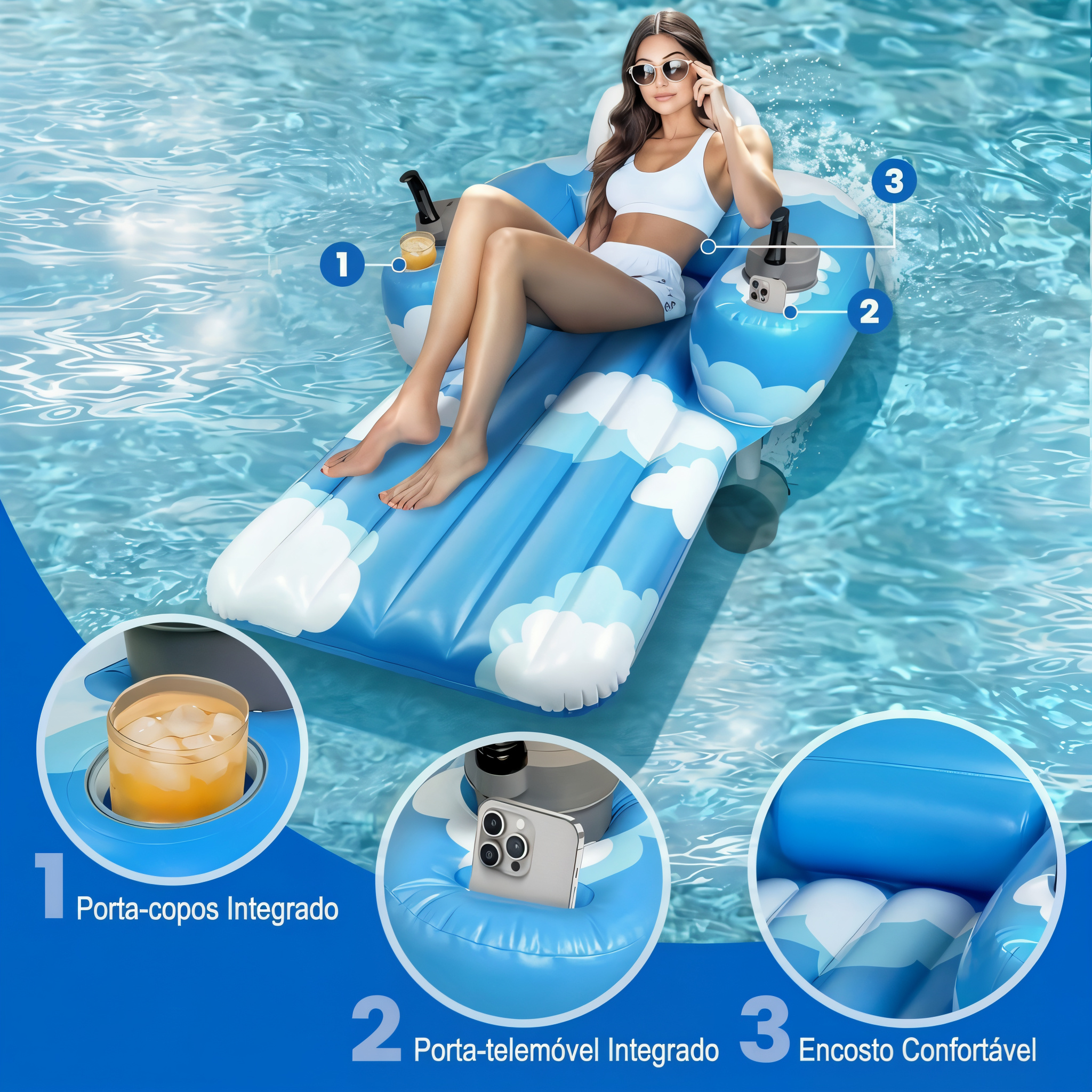 Oásis Flutuante | Boia Elétrica Premium com Toldo UPF50+ - Image 4
