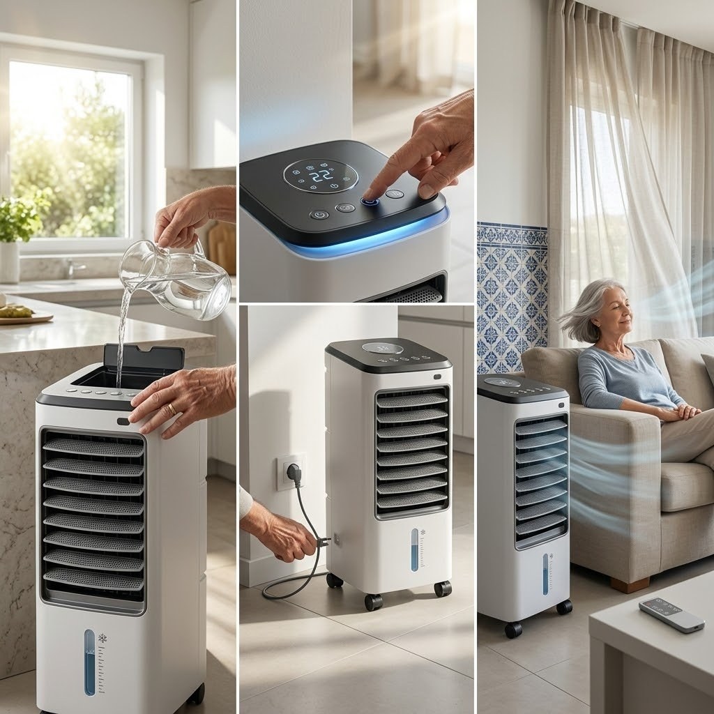 Encher, ligar no painel e refrescar qualquer divisão — do quarto à sala.