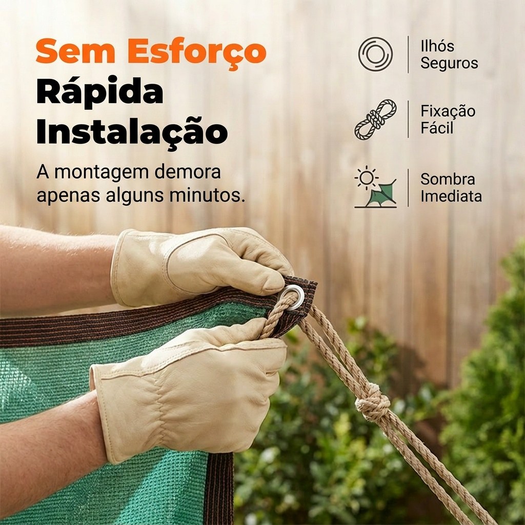 Ilhós reforçados: prende com cordas ou abraçadeiras em minutos.
