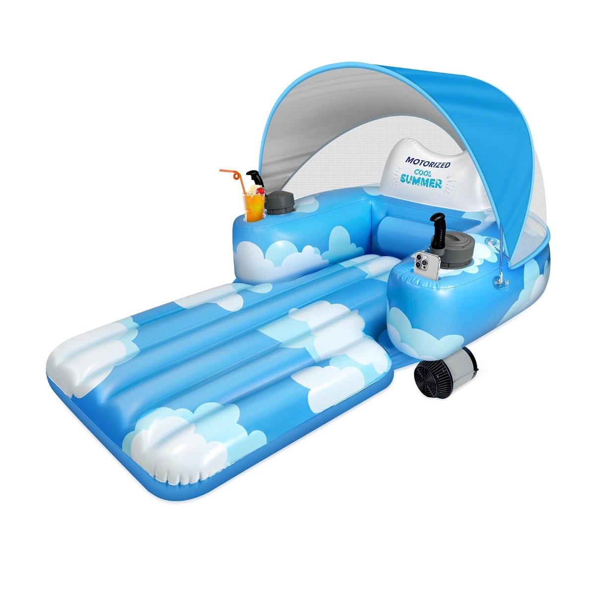 Oásis Flutuante | Boia Elétrica Premium com Toldo UPF50+